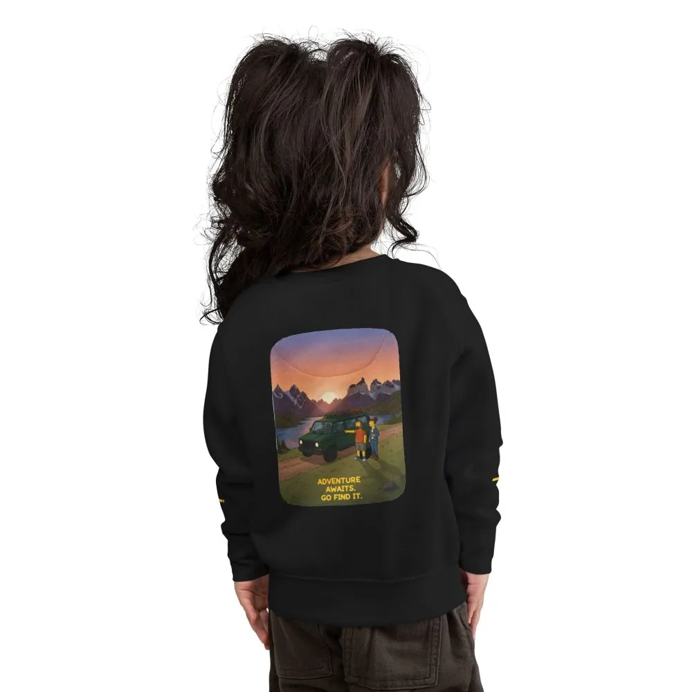 2311553054911195953_2048.jpeg Toddler Sweatshirt - "Adventure Awaits-Go Find It" (Design Sitcom-Line)