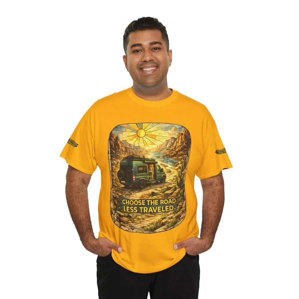 2320172843447773456_2048.jpeg Unisex Heavy Cotton Tee — "Choose The Road Less Traveled" Design Cubic-Line