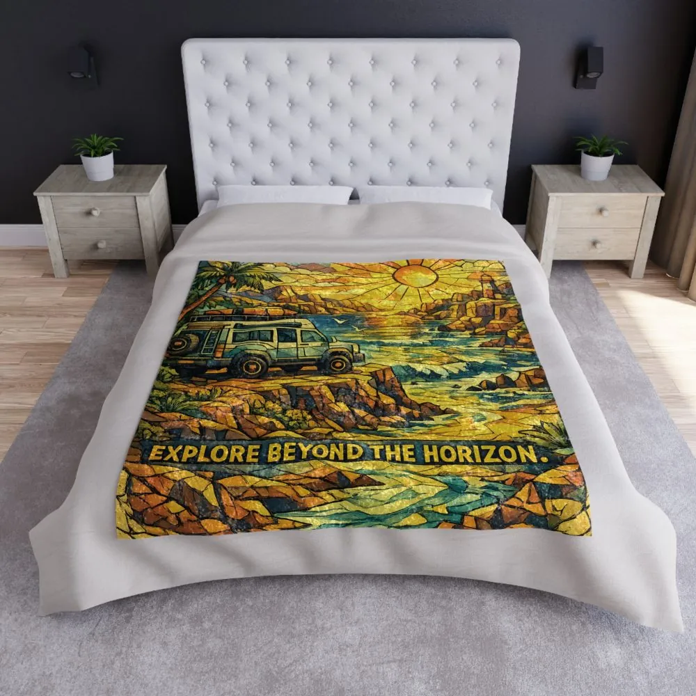 2344924085784577633_2048.jpeg Crushed Velvet Blanket —"Explore Beyond The Horizon" Design Cubic-Line(Campervan)