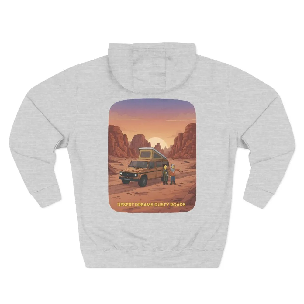Three-Panel Fleece Hoodie - "Desert Dreams Dusty Roads" Design Sitcom-Line