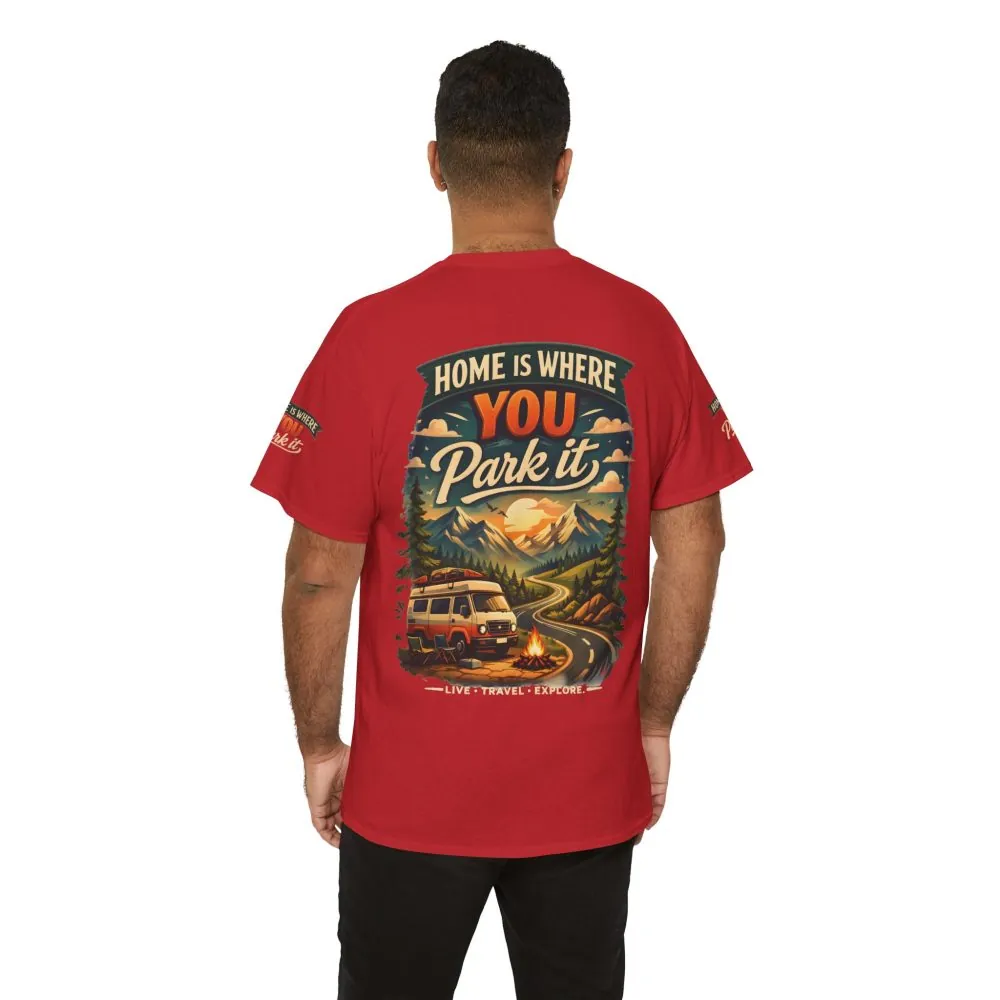 2393354233326441277_2048.jpeg Unisex Heavy Cotton Tee — "Hom Is Where You Park It" Design Scenic-Line