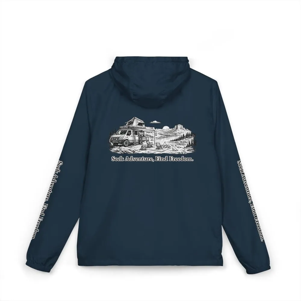 2398013116399690334_2048.jpeg Unisex Full-Zip Windbreaker Jacket — "Seek Adventure, Find Freedom" (Design "Minimal-Line")