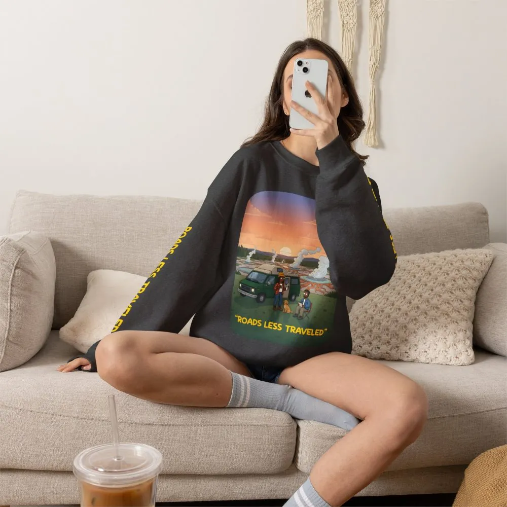 2401102670992672024_2048.jpeg Unisex Heavy Blend™ Crewneck Sweatshirt — "Roads Less Traveled" Design Sitcom-Line