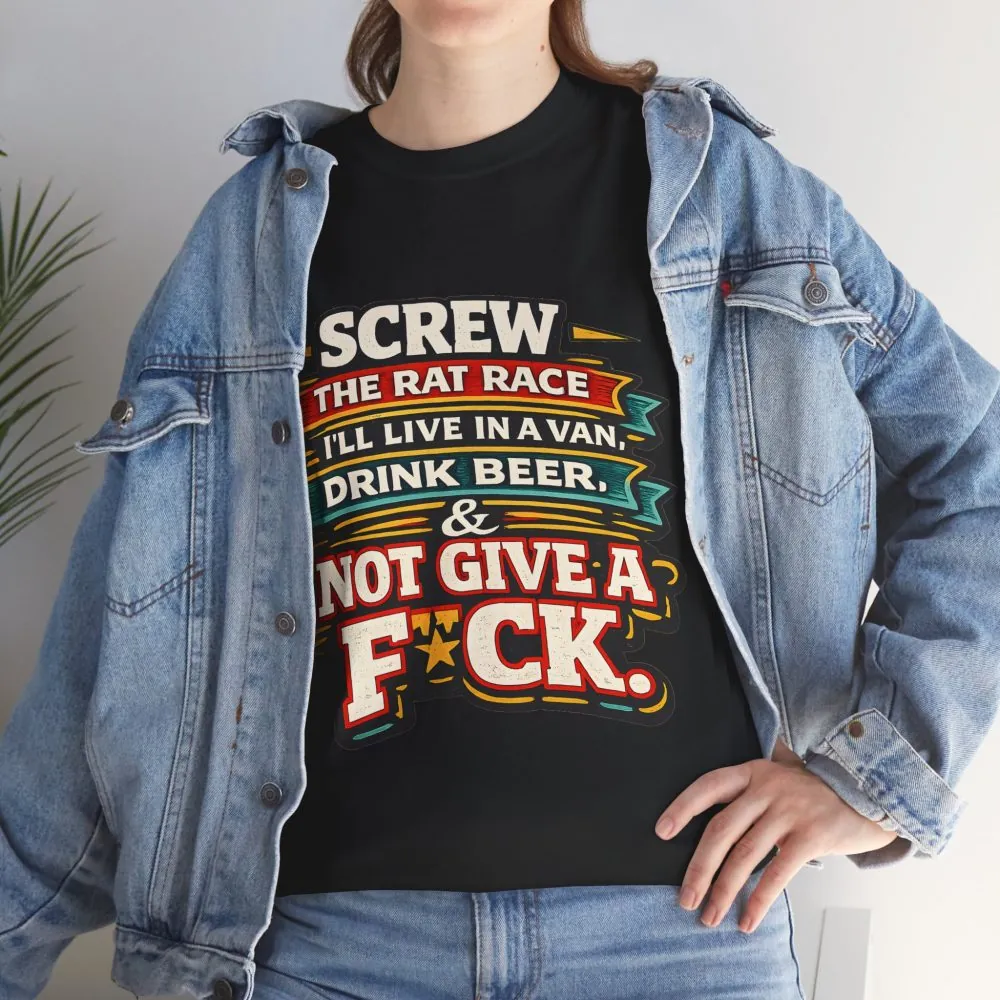 2435359396179434686_2048.jpeg Unisex Heavy Cotton Tee — "Screw The Rat Race" Design F**K-Line