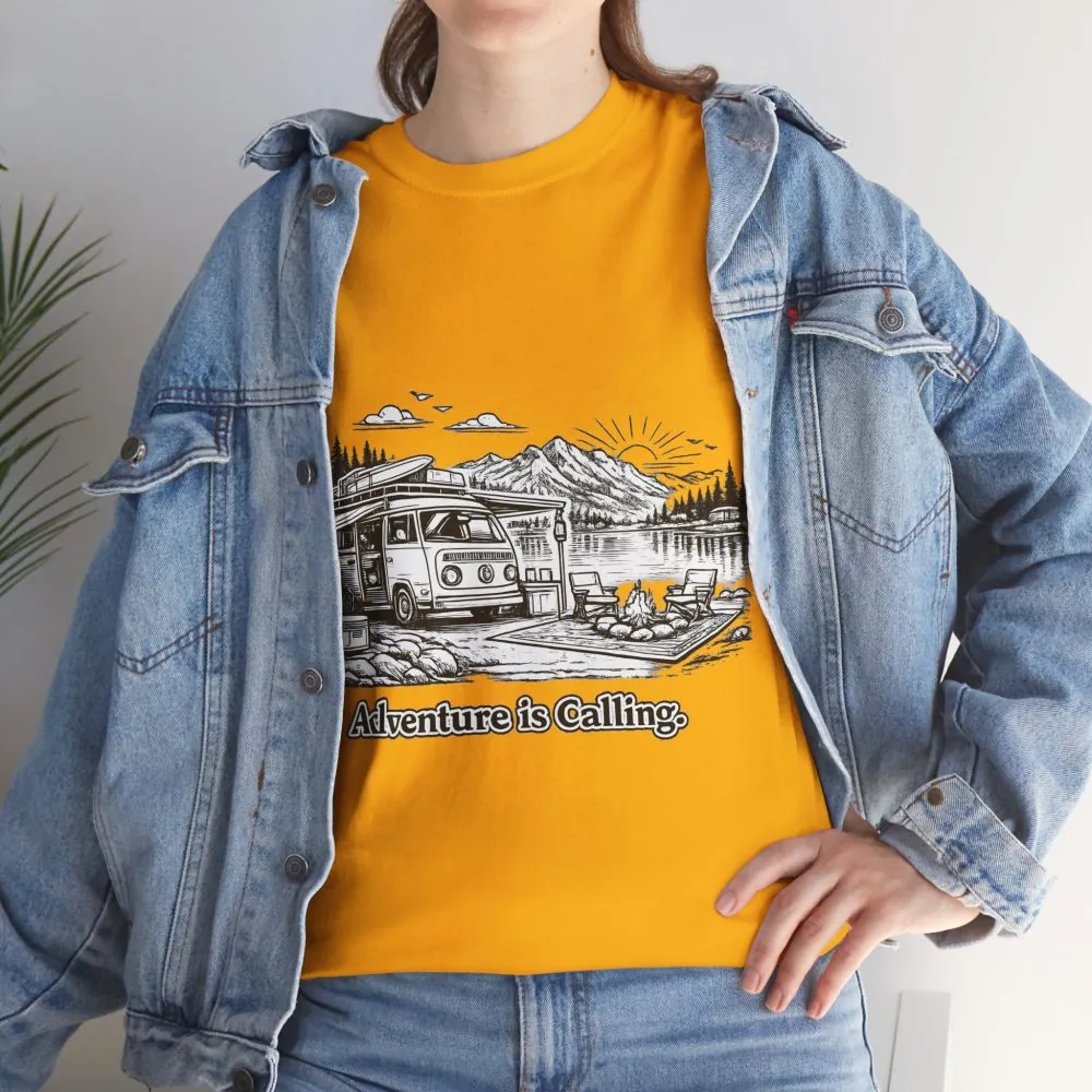 2438048478513419905_2048.jpeg Unisex Heavy Cotton Tee — "Adventure Is Calling" Design Minimal-Line