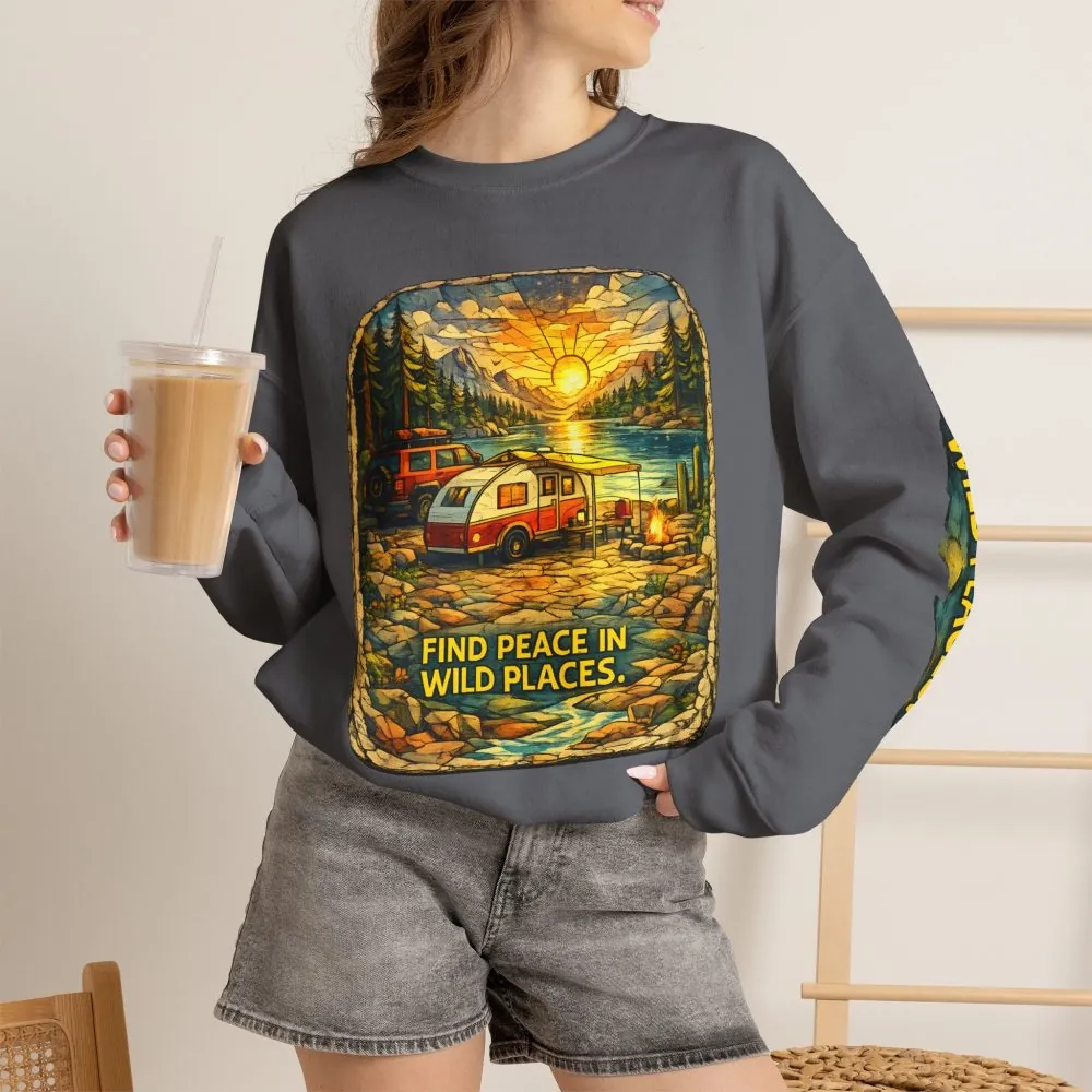 24438708152711509_2048.jpeg Unisex Heavy Blend™ Crewneck Sweatshirt — "Find Peace In Wild Places" Design Cubic-Line