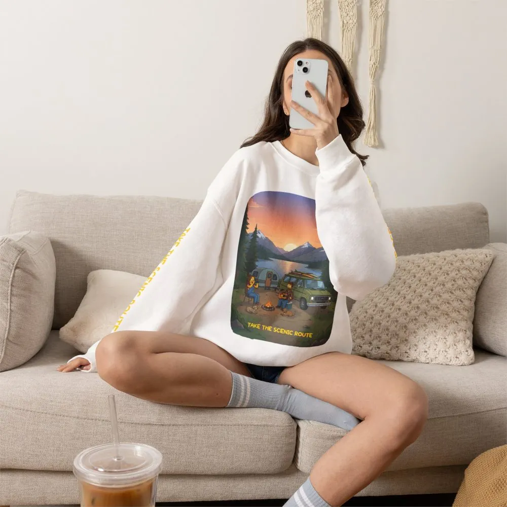 Unisex Heavy Blend™ Crewneck Sweatshirt — "Take The Scenic Route" Design Sitcom-Line