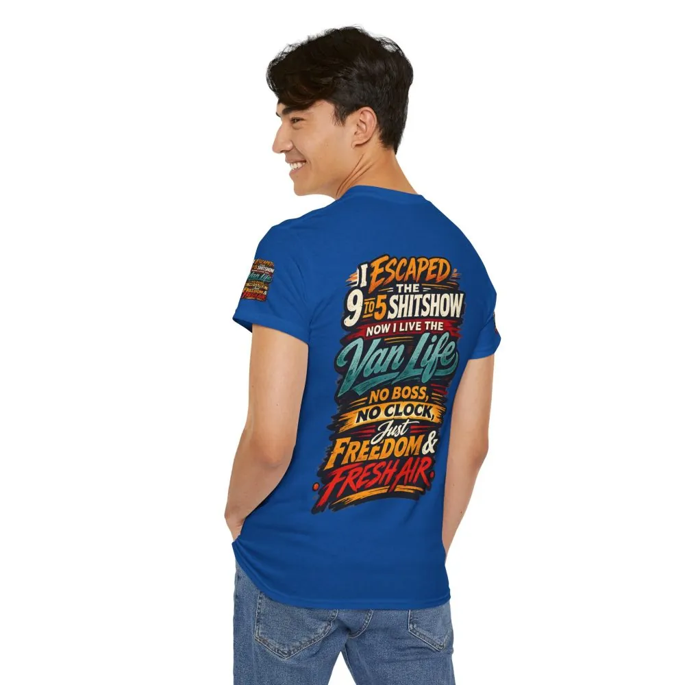 Unisex Heavy Cotton Tee — "I Escaped The 9 To 5" Design F**K-Line
