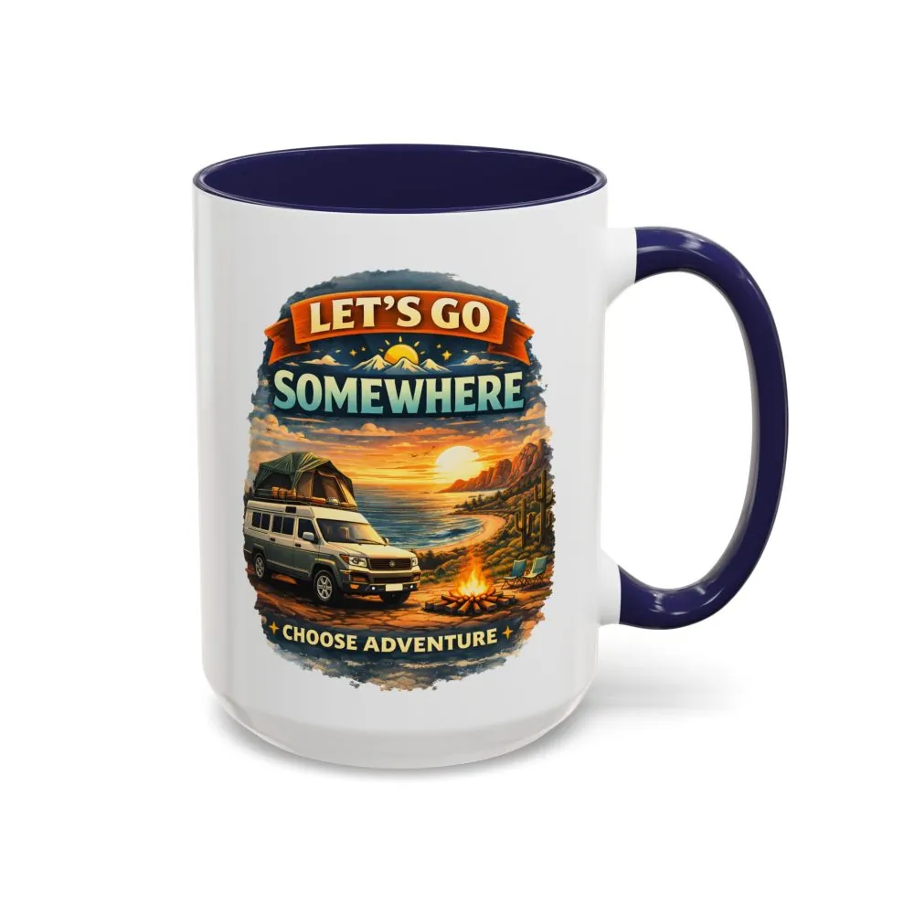 Accent Coffee Mug (11, 15oz) — "Lets Go Somewhere" Design Scenic-Line