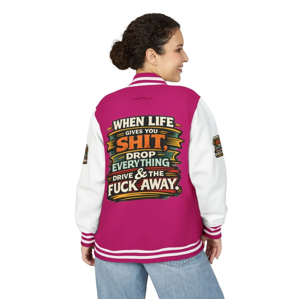 2453486354452631412_2048.jpeg Unisex Heavyweight Letterman Jacket — "When Live Gives You Shit" Design F**K-Line