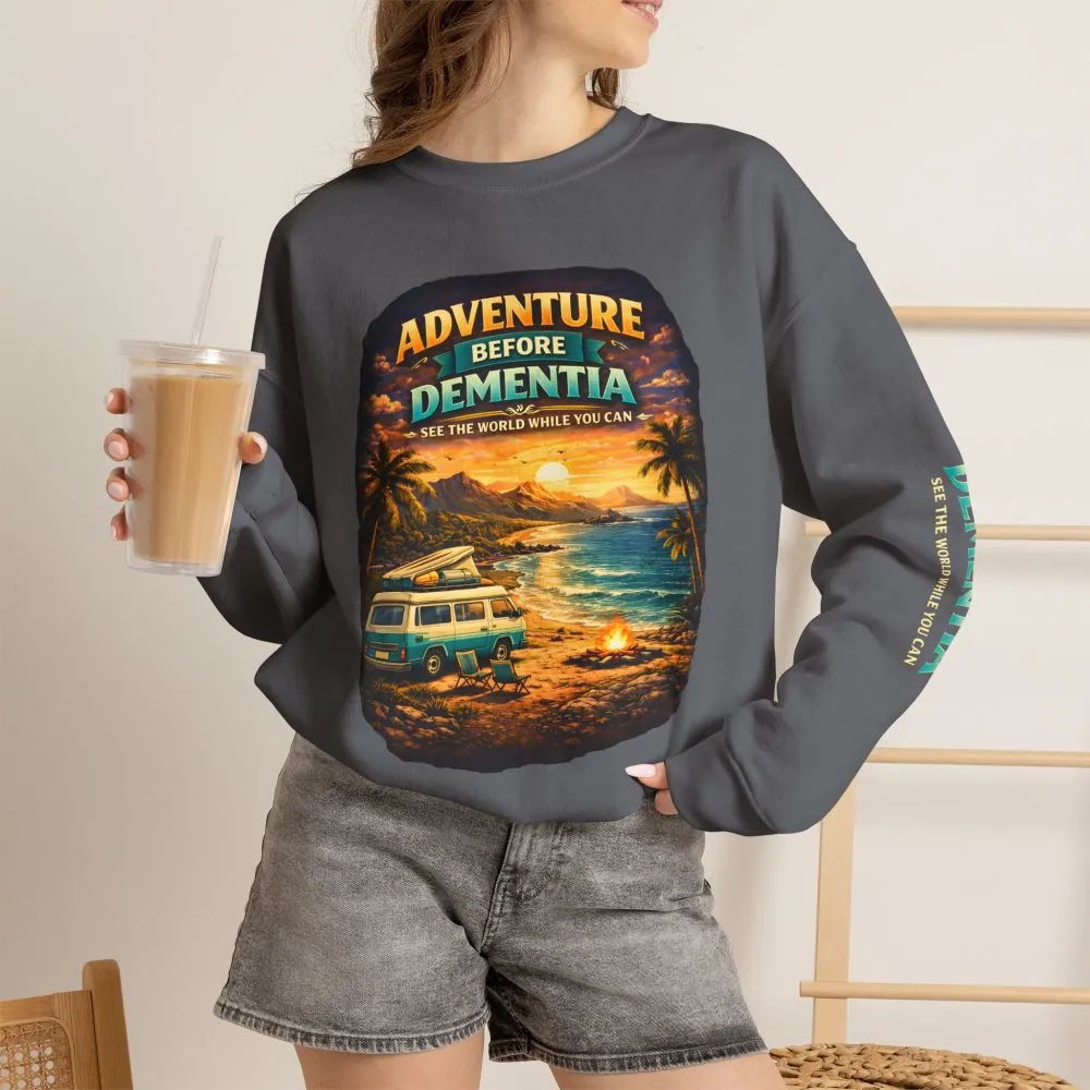 2454426351945388784_2048.jpeg Unisex Heavy Blend™ Crewneck Sweatshirt — "Adventure Before Dementia" Design Scenic-Line