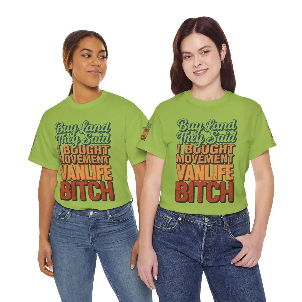 Unisex Heavy Cotton Tee — "Buy Land They Said" Design F**K-Line