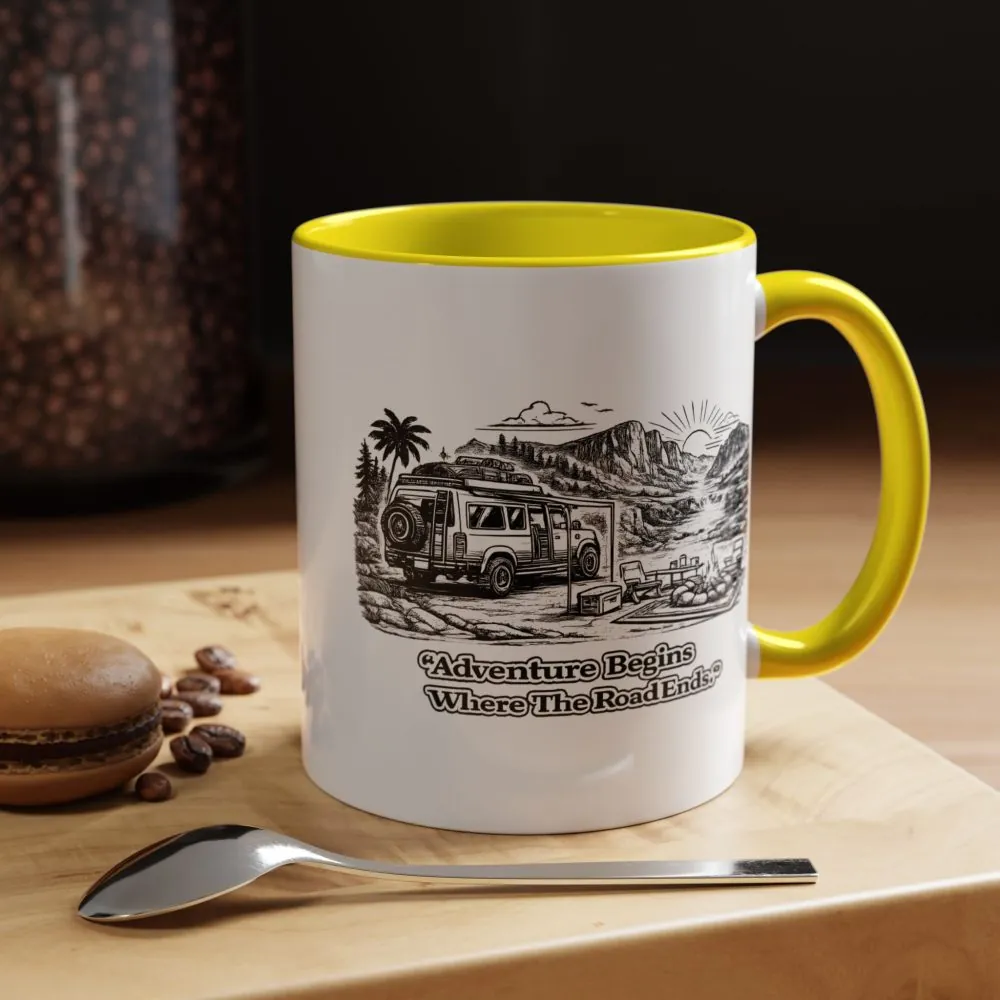 246175101406810377_2048.jpeg Accent Coffee Mug (11, 15oz) — "Adventure Begins Where The Road Ends" Design Minimal-Line