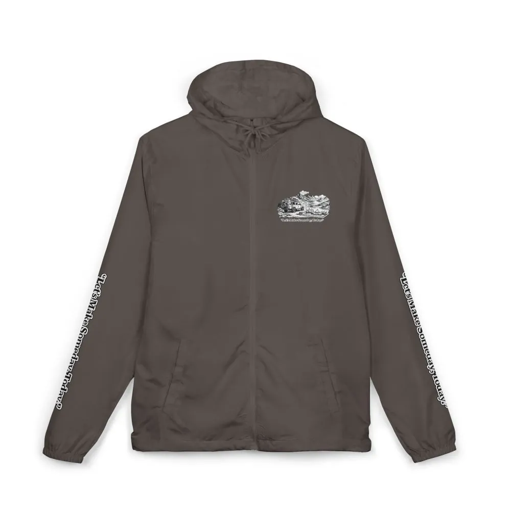 2468244972390999211_2048.jpeg Unisex Full-Zip Windbreaker Jacket — "Lets Make Some Day" (Design "Minimal-Line")