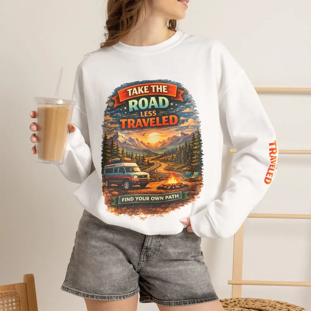 247234554231824696_2048.jpeg Unisex Heavy Blend™ Crewneck Sweatshirt — "Take The Road Less Traveled" Design Scenic-Line