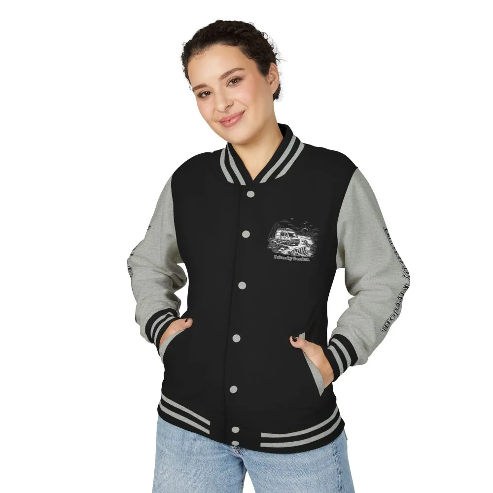 2488296464423901969_2048.jpeg Unisex Heavyweight Letterman Jacket — "Driven By freedom" Travel Varsity Coat