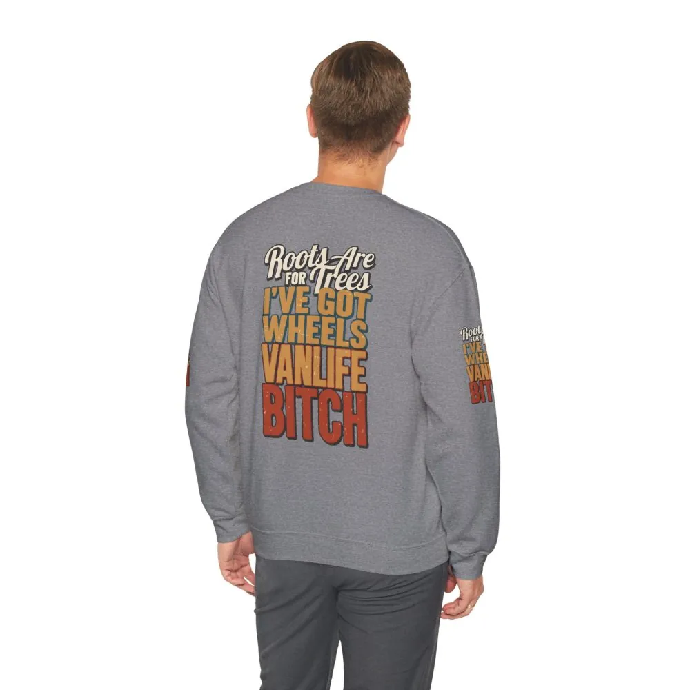 Unisex Heavy Blend™ Crewneck Sweatshirt — "Roots Are For Trees" Design F**K-Line