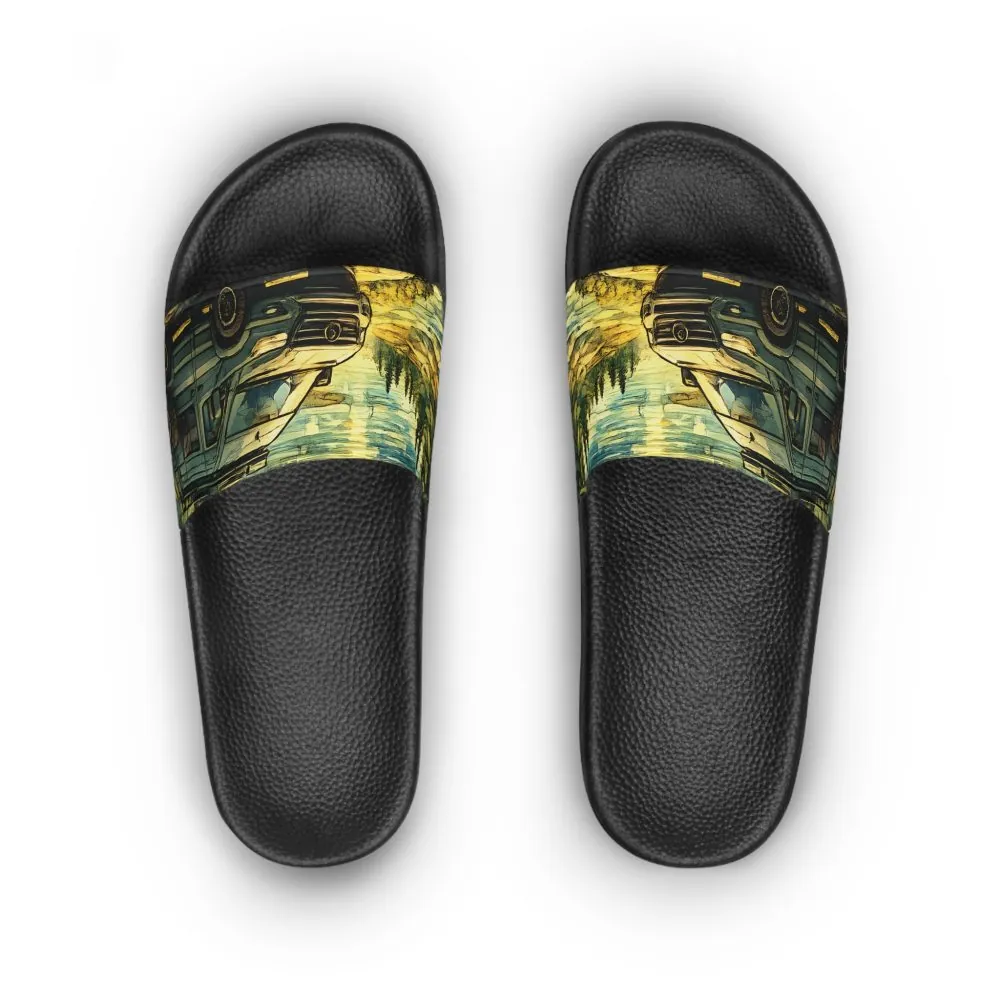 Women's Slide Sandals - Mercedes Camper Van Slides (Cubic-Line)