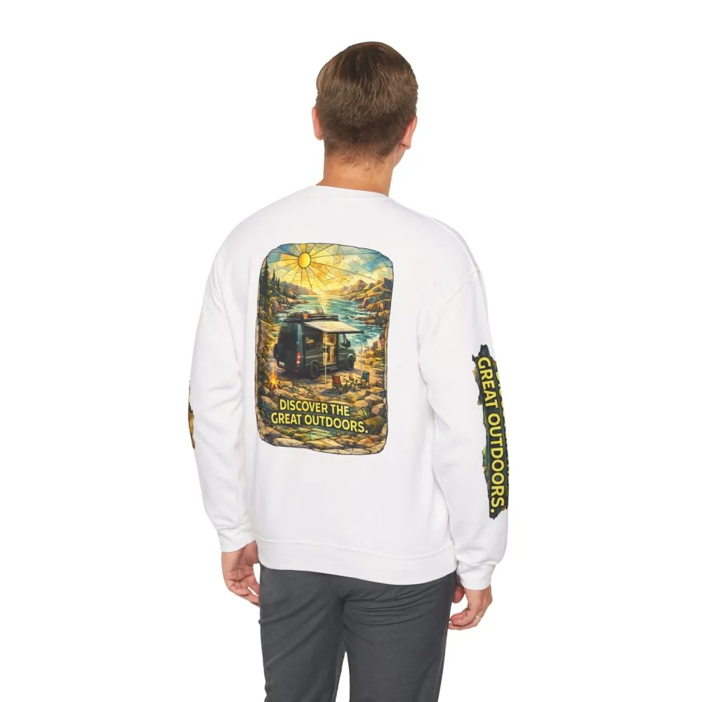 2494473798178522322_2048.jpeg Unisex Heavy Blend™ Crewneck Sweatshirt — "Discover The Great Outdoors" Design Cubic-Line