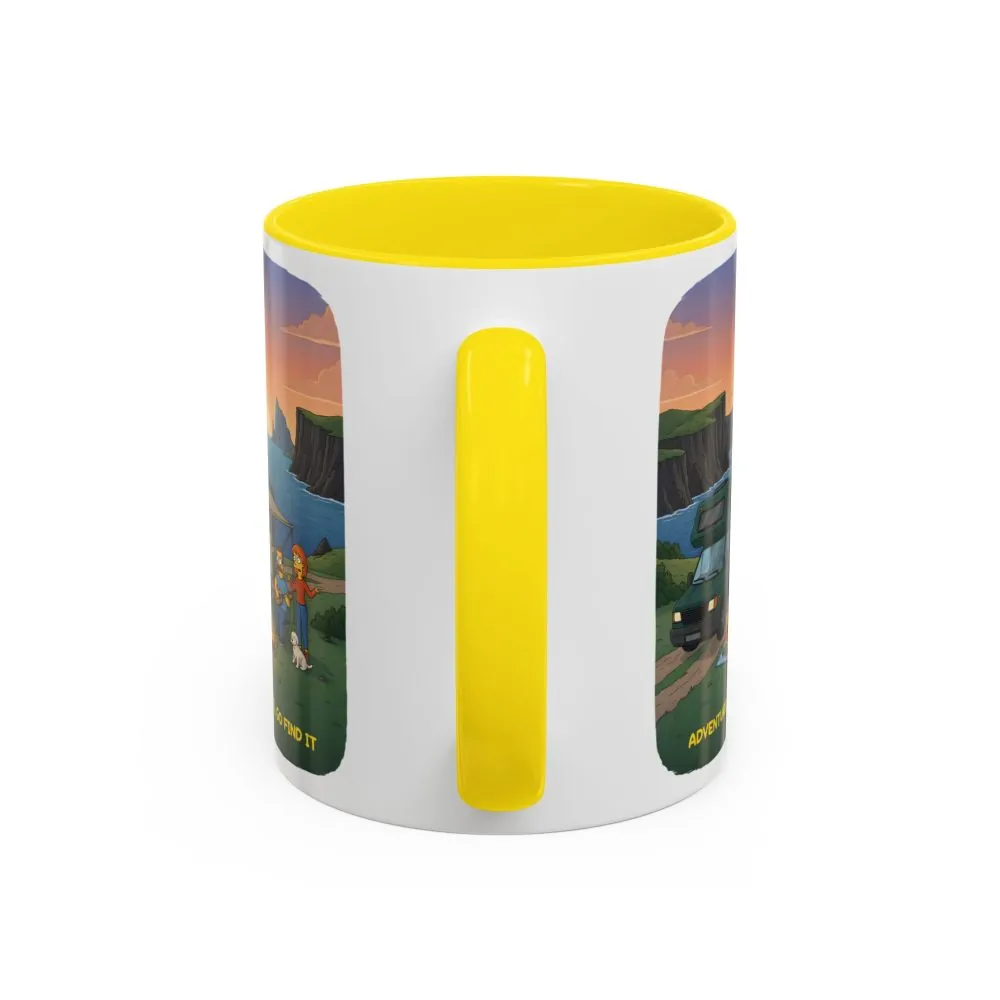 Accent Coffee Mug (11, 15oz) — "Adventure Awaits-Go Find It"" Design Sitcom-Line