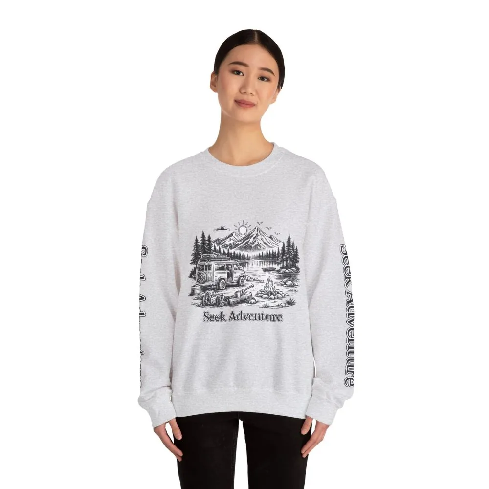 2498716540865627572_2048.jpeg Unisex Heavy Blend™ Crewneck Sweatshirt — "Seek Adventure" Design Minimal-Line