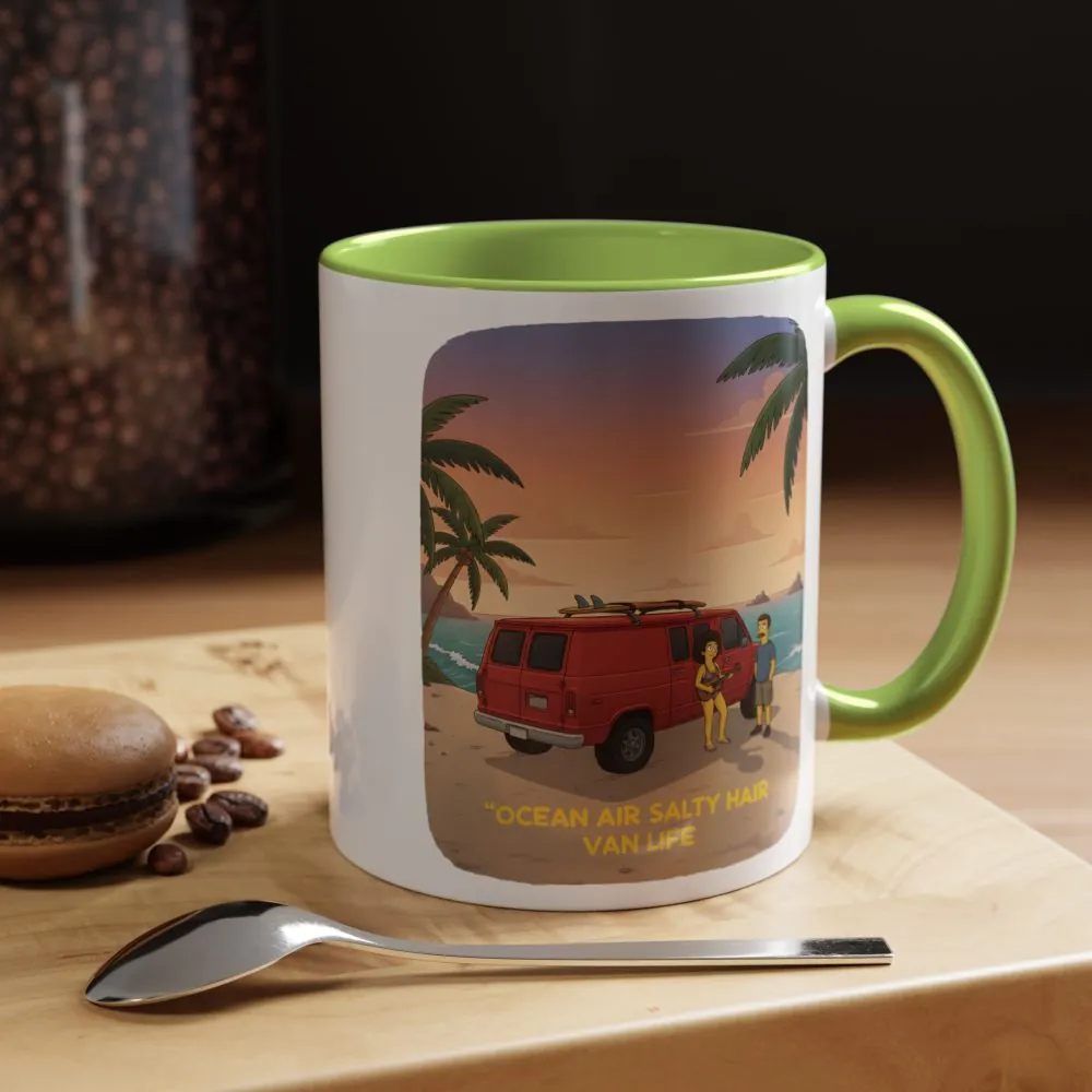 249970651527727829_2048.jpeg Accent Coffee Mug (11, 15oz) — "Ocean Air Salty Hair Van Life" Design Sitcom-Line