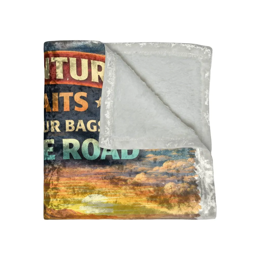 2518464154309859467_2048.jpeg Crushed Velvet Blanket —"Adventure Awaits-Pack Your Bags" Design Scenic-Line (Campervan)