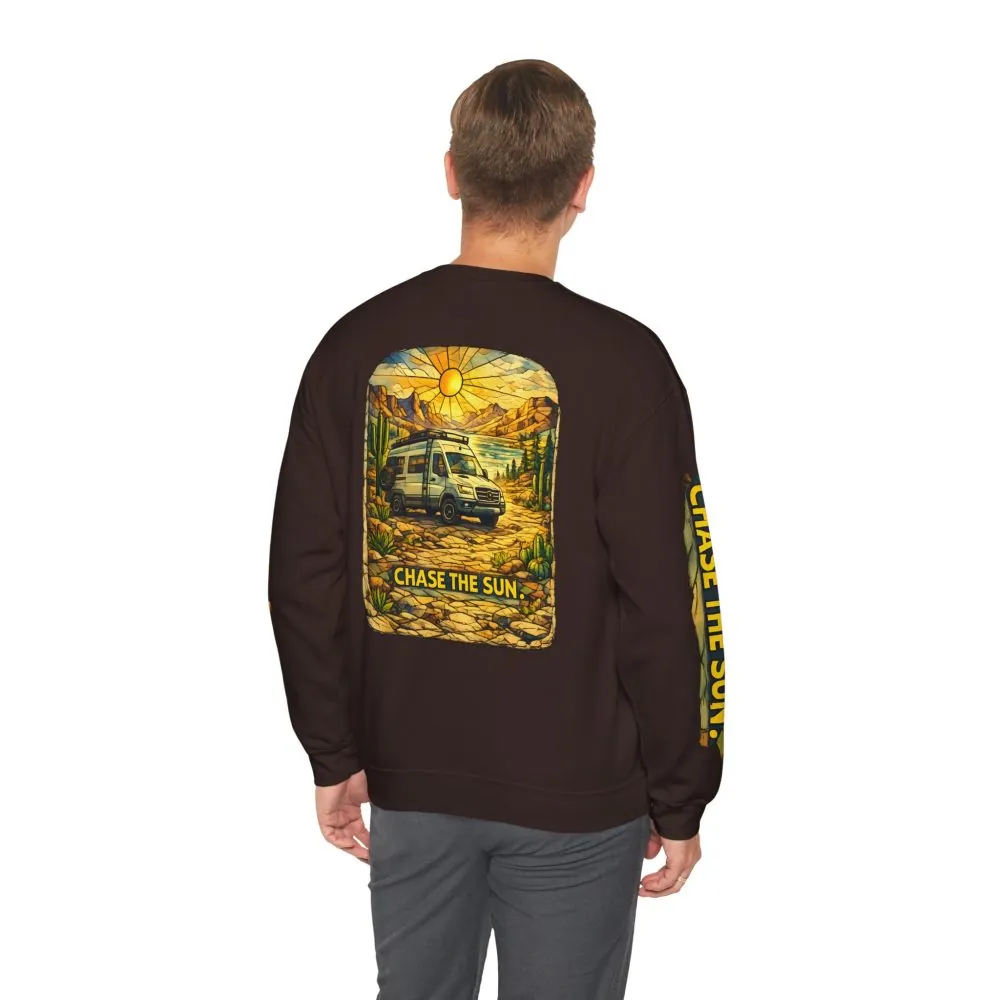 2519060156971594444_2048.jpeg Unisex Heavy Blend™ Crewneck Sweatshirt — "Chase The Sun" Design Cubic-Line