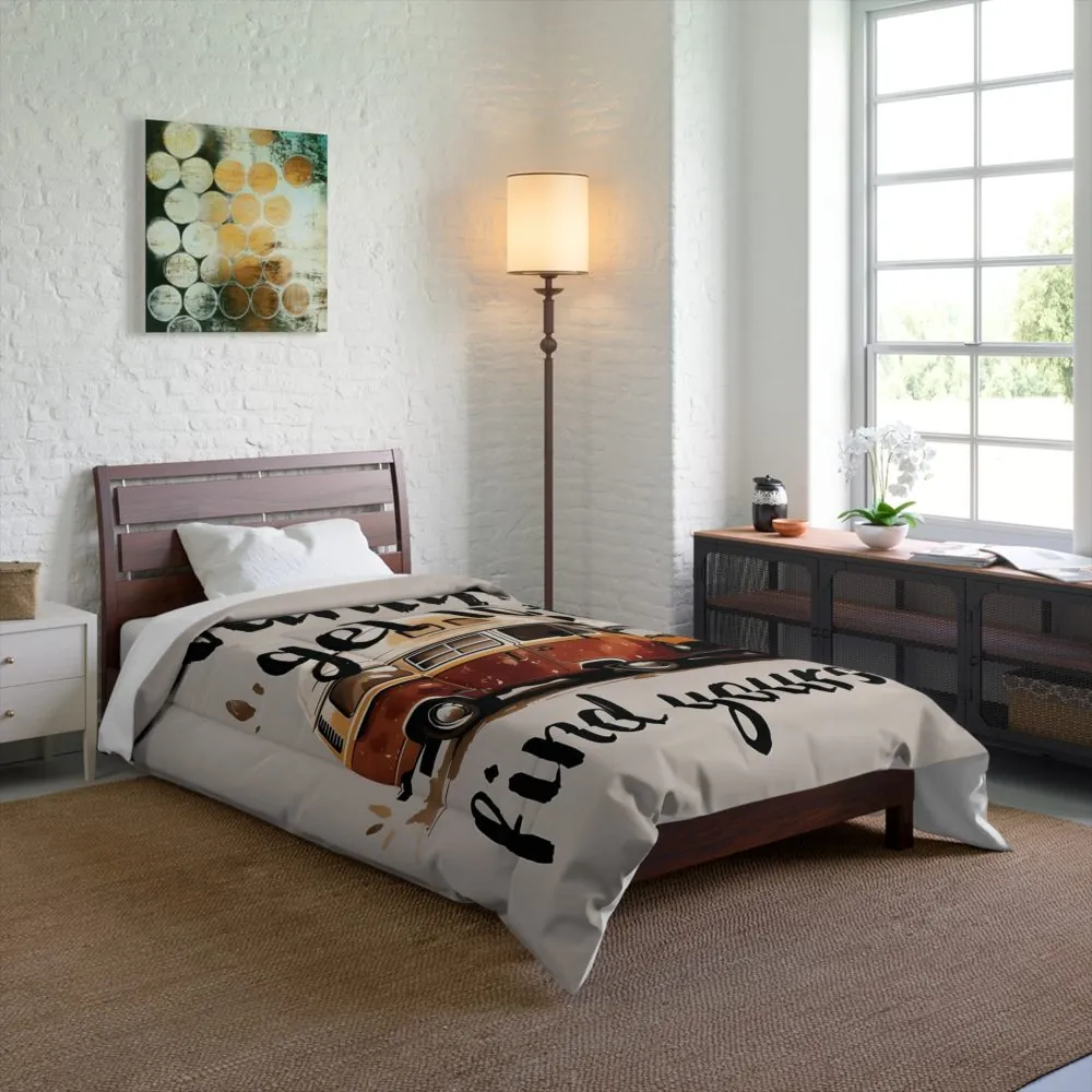Comforter — Vanlife ‘Get Lost, Find Yourself’ Retro Camper Bedding