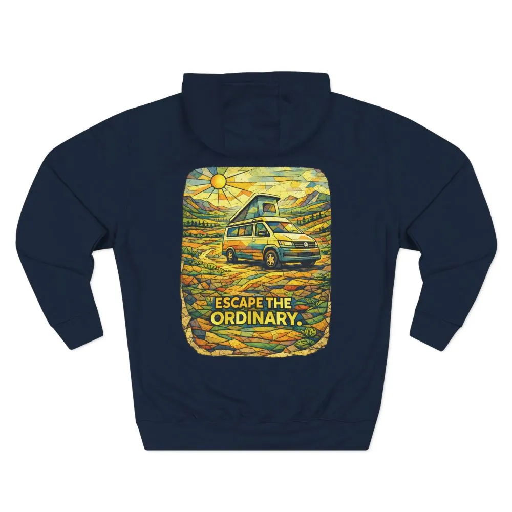 2535417039740172904_2048.jpeg Three-Panel Fleece Hoodie - "Escape The Ordinary" Design Cubic-Line