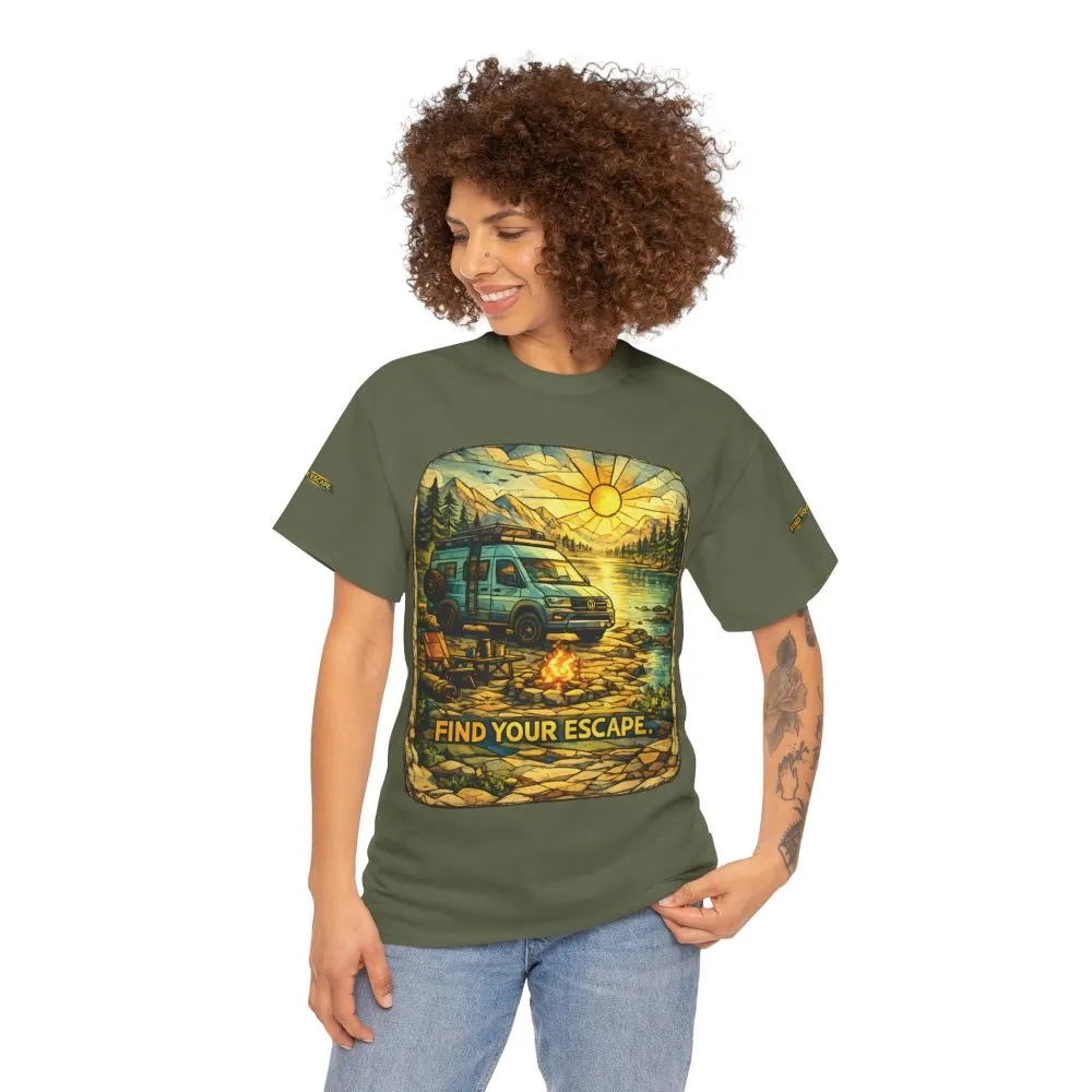 Unisex Heavy Cotton Tee — "Find Your Escape" Design Cubic-Line