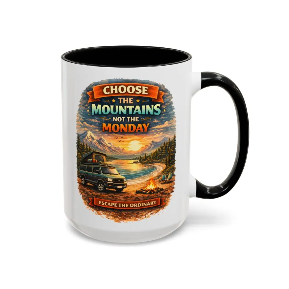 Accent Coffee Mug (11, 15oz) — "Choose The Mountens" Design Scenic-Line