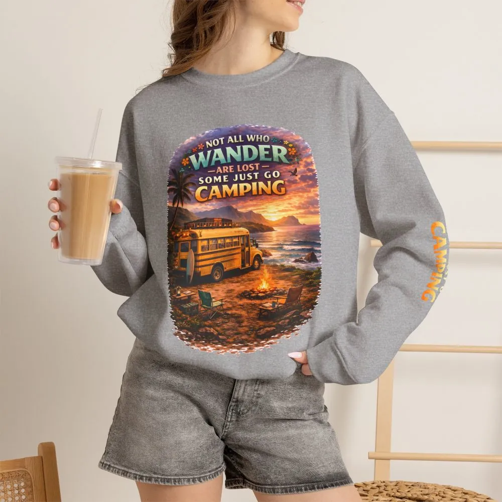 Unisex Heavy Blend™ Crewneck Sweatshirt — "Not All Who Wander Are Lost" Design Scenic-Line