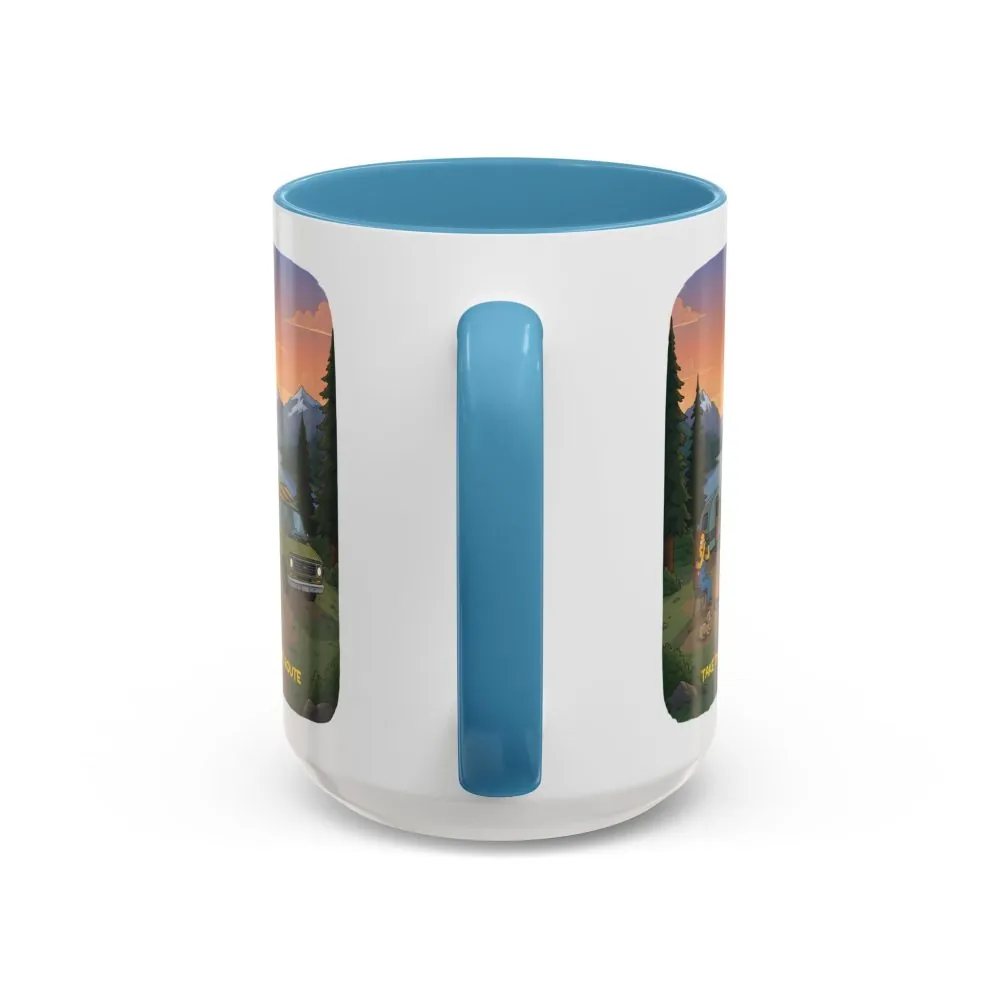 Accent Coffee Mug (11, 15oz) — "Take The Scenic Route" Design Sitcom-Line
