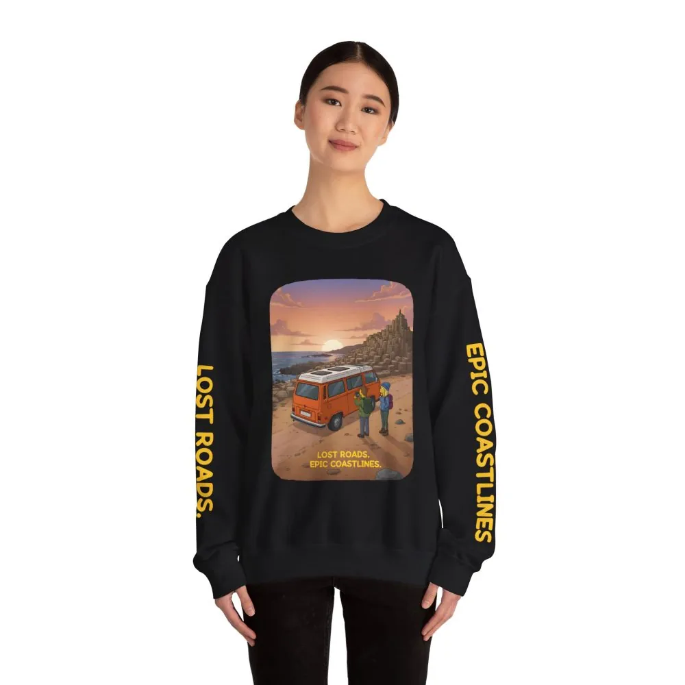 2549652286577030675_2048.jpeg Unisex Heavy Blend™ Crewneck Sweatshirt — "Lost Roads Epic Coastlines" Design Sitcom-Line