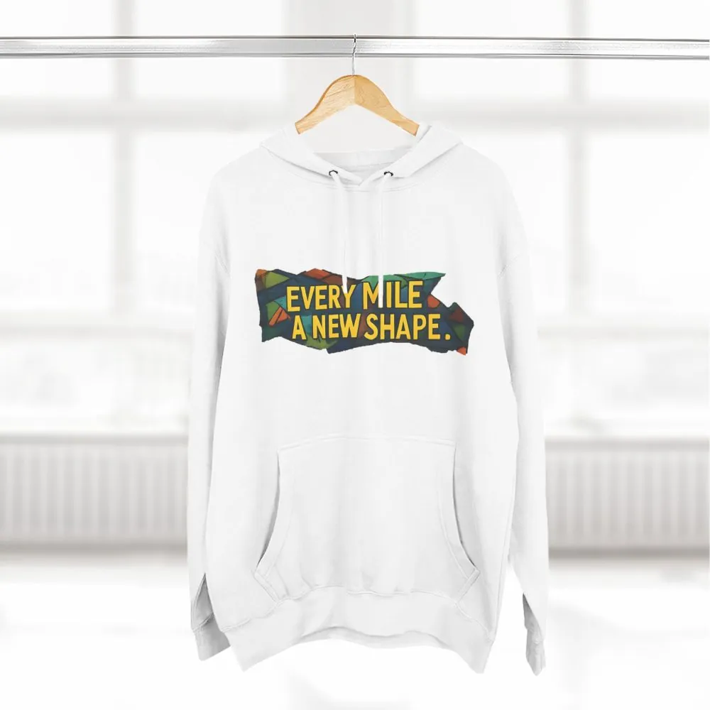 2569971772025537343_2048.jpeg Three-Panel Fleece Hoodie - "Every Mile A New Shape" Design Cubic-Line
