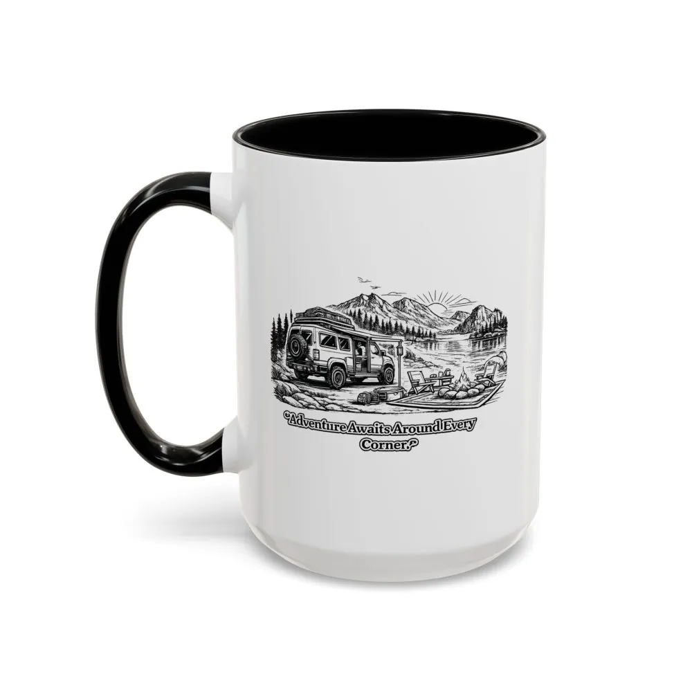 2572073610871405923_2048.jpeg Accent Coffee Mug (11, 15oz) — "Adventure Awaits Around Every Corner" Design Minimal-Line