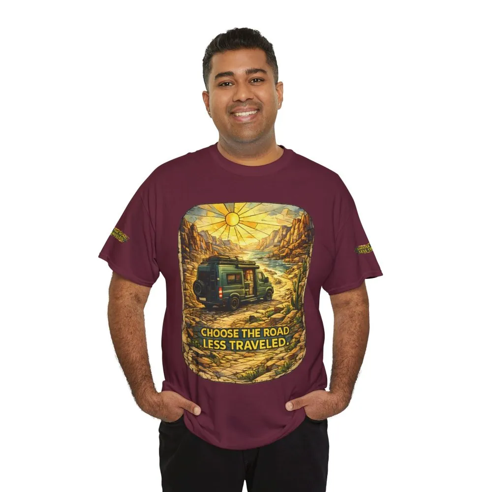 2584584339772698493_2048.jpeg Unisex Heavy Cotton Tee — "Choose The Road Less Traveled" Design Cubic-Line