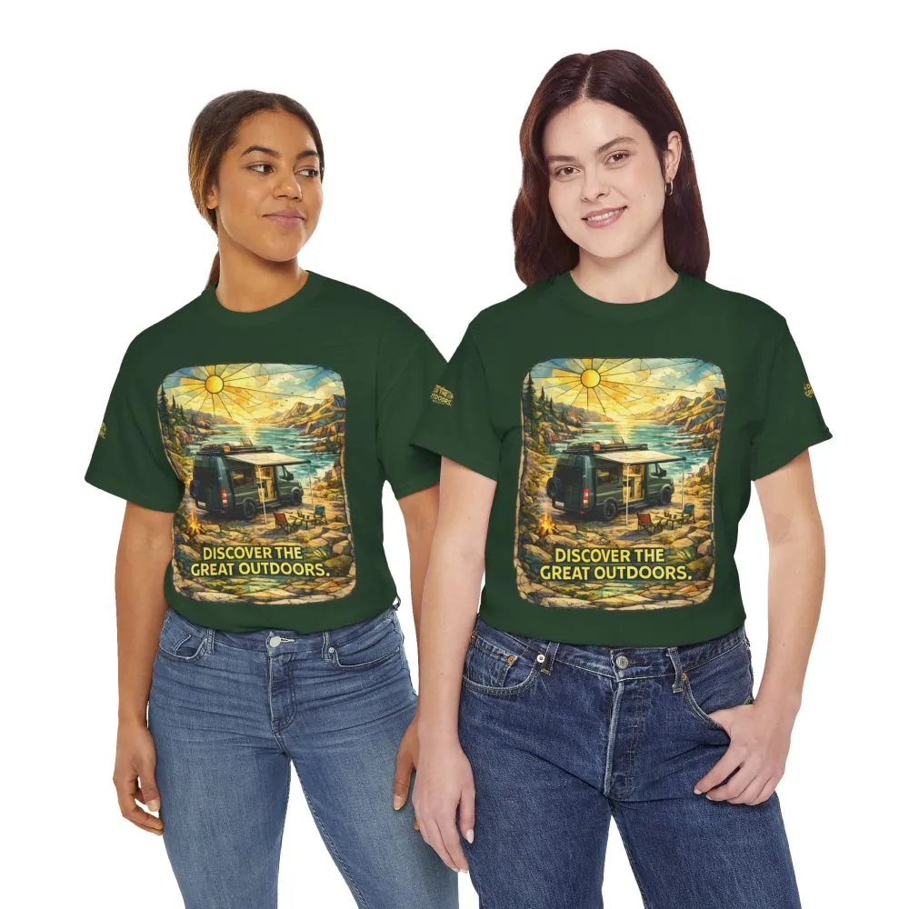 2590048605683220106_2048.jpeg Unisex Heavy Cotton Tee — "Discover The Great Outdoors" Design Cubic-Line