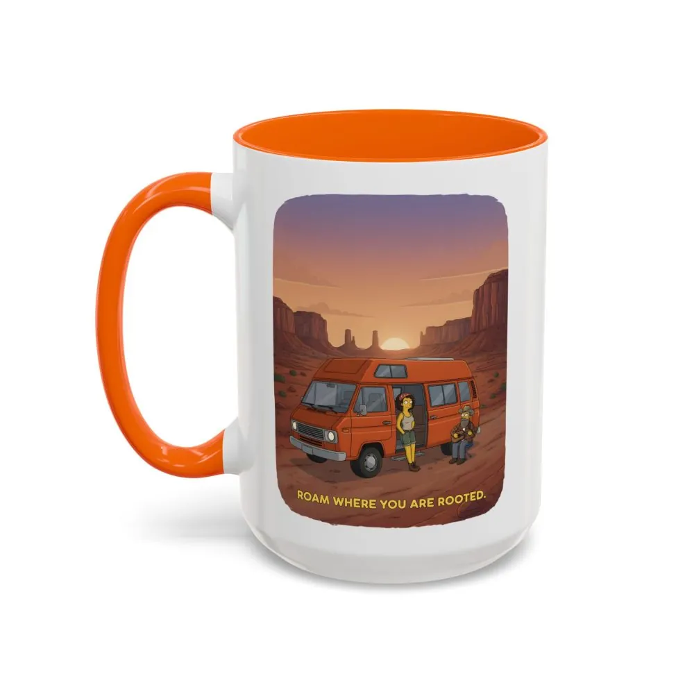 Accent Coffee Mug (11, 15oz) — "Roam Where You Are Rooted" Design Sitcom-Line