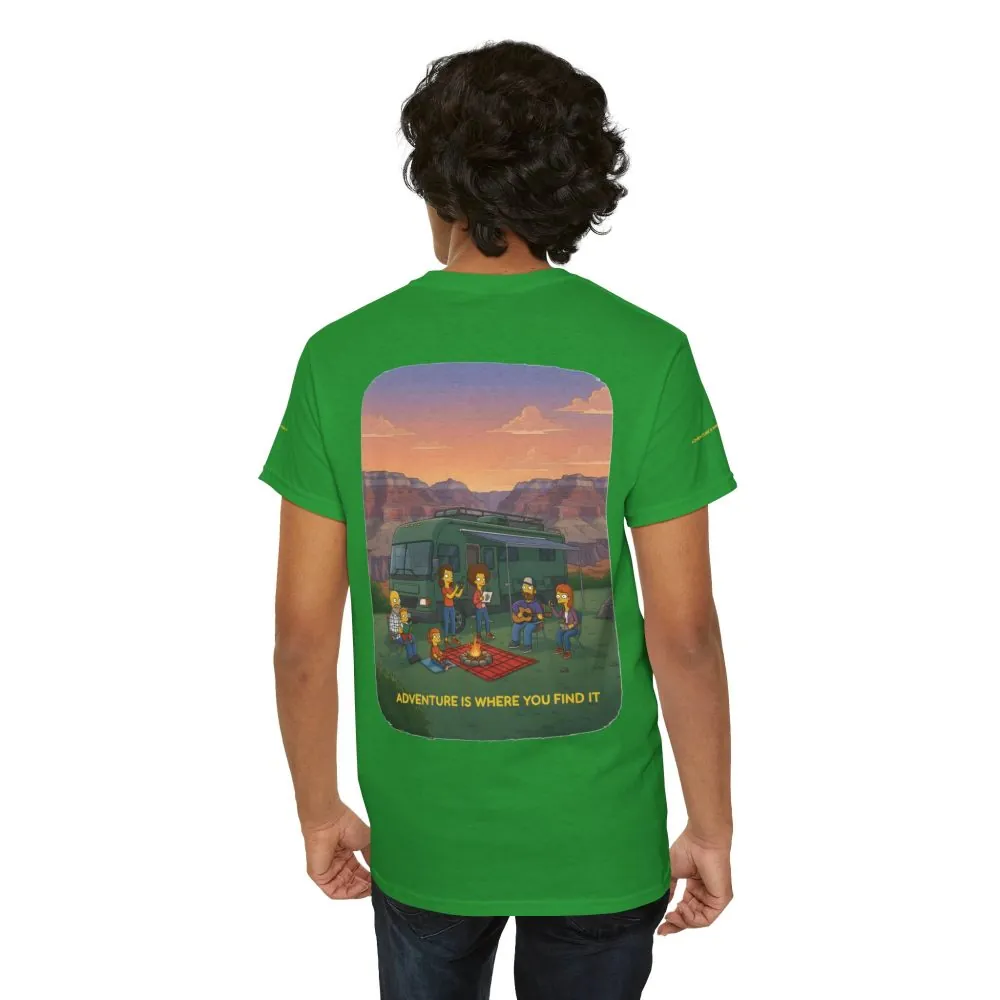 Unisex Heavy Cotton Tee — "Adventure Is Where You Find It" Design Sitcom-Line
