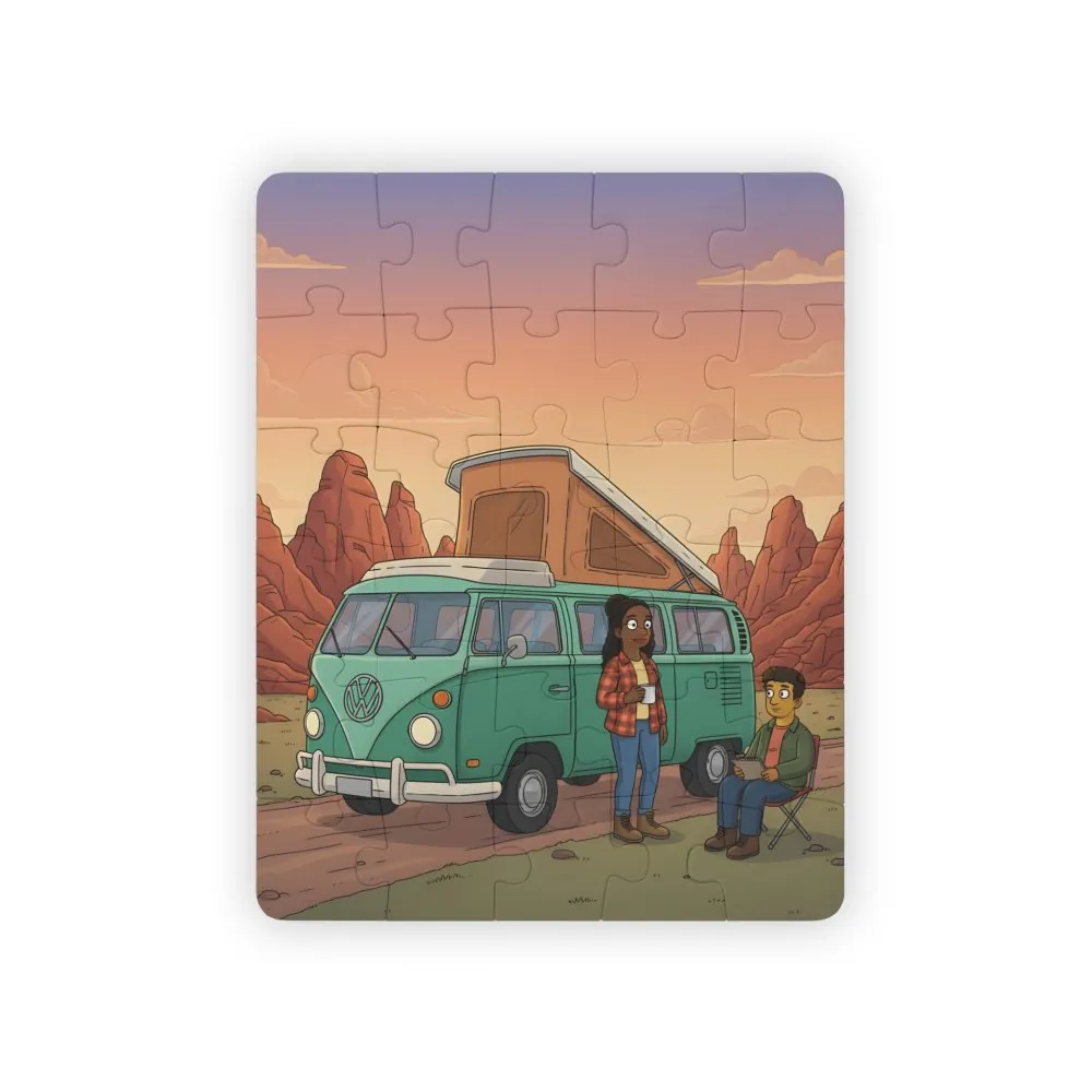 Kids' 30‑Piece Camping Puzzle — Retro Camper Road Trip Scene