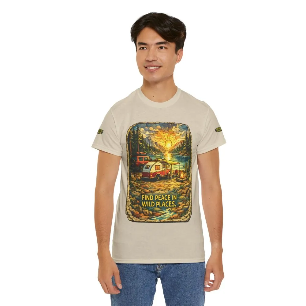 2639374699930860598_2048.jpeg Unisex Heavy Cotton Tee — "Find Peace In Wild Places" Design Cubic-Line