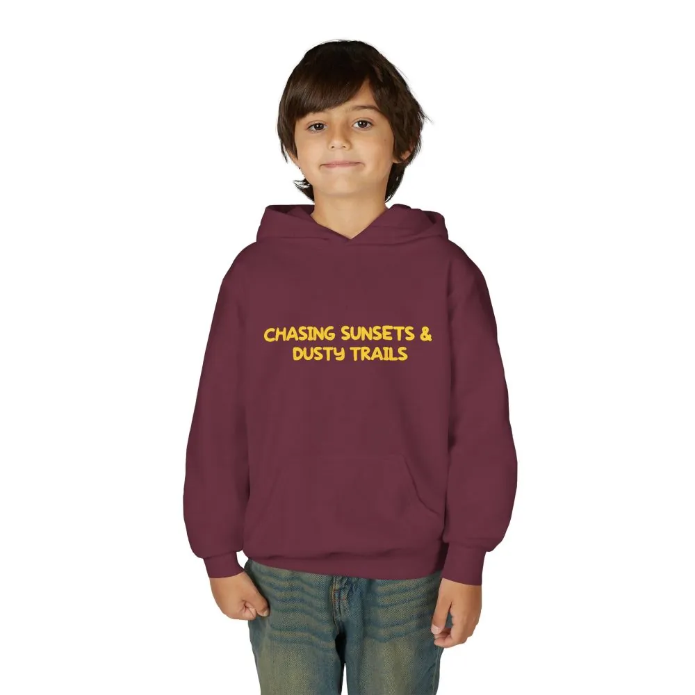 Youth Hoodie(Gildan) – "Chasing Sunsets And Dusty Trails" (Design Sitcom-Line)