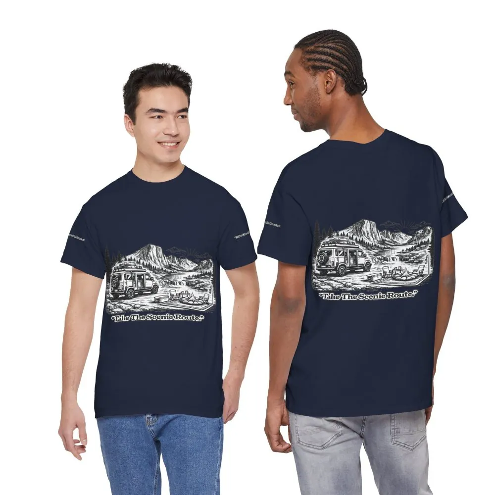 2659466202192492292_2048.jpeg Unisex Heavy Cotton Tee — "Take The Scenic Route" Design Minimal-Line