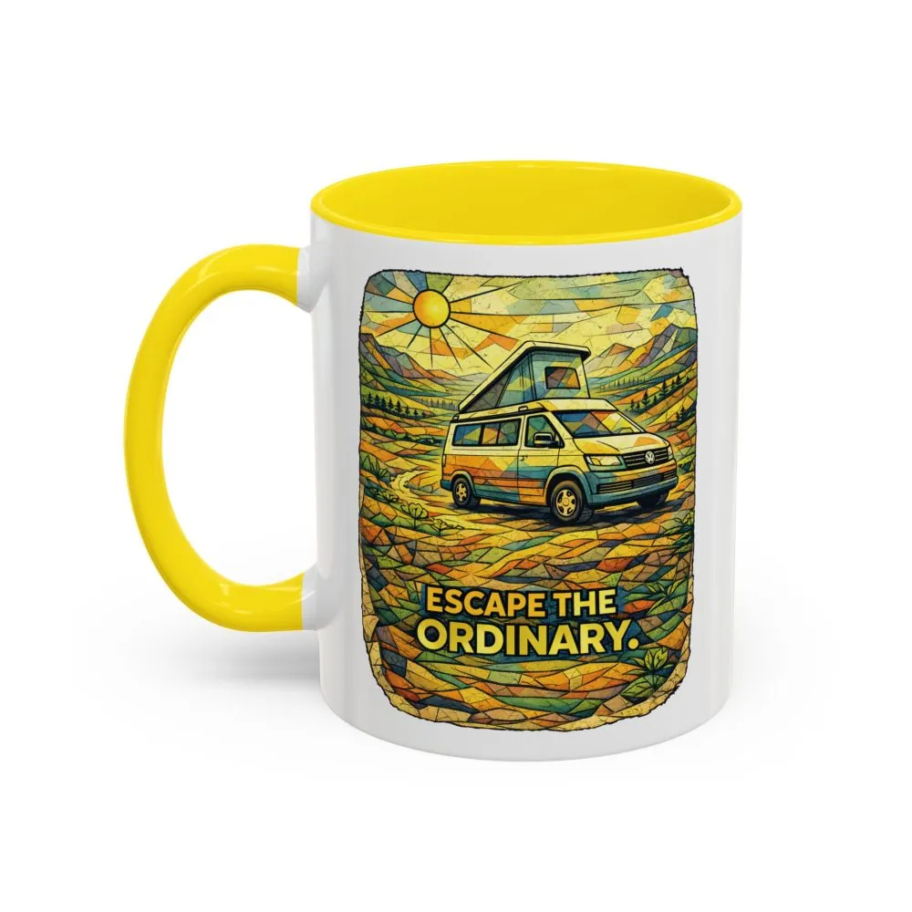 Accent Coffee Mug (11, 15oz) — "Escape The Ordinary" Design Cubic-Line