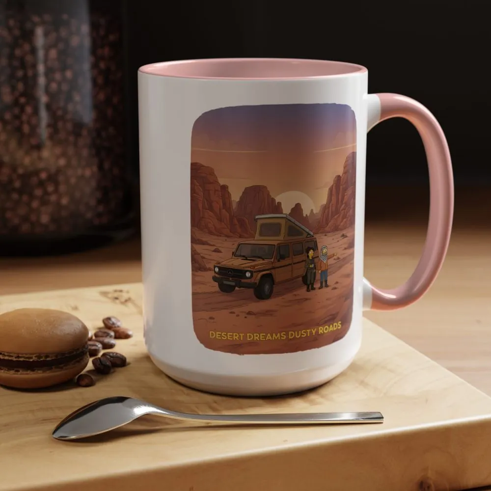 Accent Coffee Mug (11, 15oz) — "Desert Dreams Dusty Roads" Design Sitcom-Line