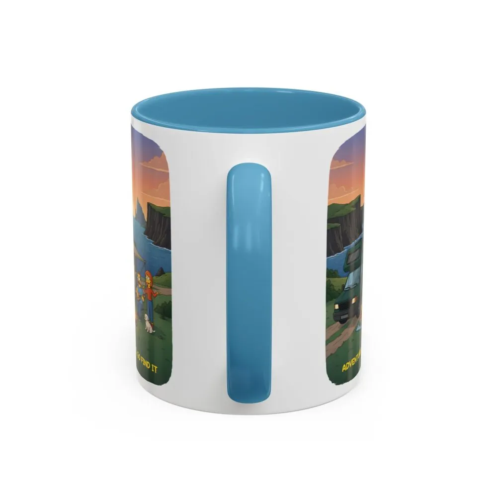 Accent Coffee Mug (11, 15oz) — "Adventure Awaits-Go Find It"" Design Sitcom-Line