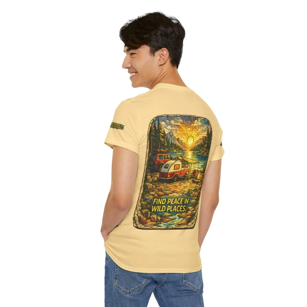 2692236327638274217_2048.jpeg Unisex Heavy Cotton Tee — "Find Peace In Wild Places" Design Cubic-Line
