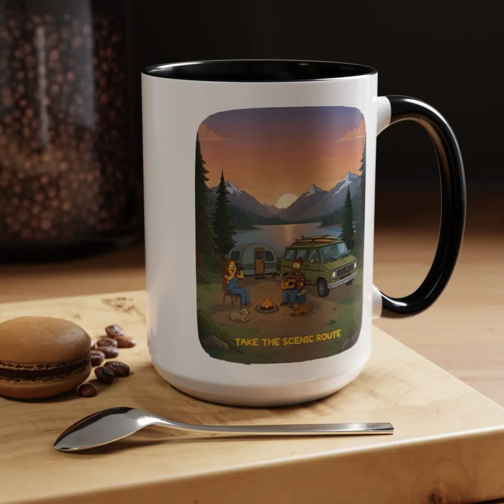 Accent Coffee Mug (11, 15oz) — "Take The Scenic Route" Design Sitcom-Line